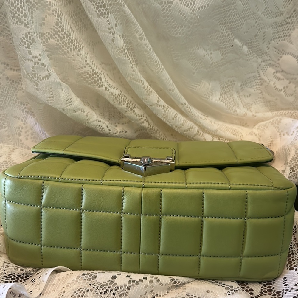 Michael Kors Soho Leather Quilted Chain Shoulder Bag in Lime Green - Picture 15 of 16